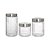 Kit com 3 Potes Vidro Redondos Hauskraft Cabane Prata e Transparente - Imagem 2