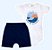 Conjunto Body e Shorts Branco e Azul Marinhos Estampado "Dias de Sol" Tamanho 1 ao 3 - Imagem 1