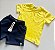 Conjunto Infantil Menino Bermuda Marinho e Camiseta Amarela - Imagem 2