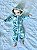 Macacão Bebê Soft Xadrez Azul e Verde com Capuz Peluciado - Imagem 1