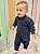Macacão Infantil Soft Listrado Marinho - Imagem 1