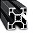 Perfil Estrutural de Aluminio Preto T-Slot 3030 - 500mm - Imagem 2