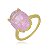 Anel Solitário Grande Zircônia Rosa (Ouro 18k / Ródio Branco) - Imagem 1
