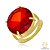 Anel Solitário Grande Zircônia Vermelha Ouro 18k - Imagem 1