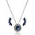 Conjunto Semijoia Colar Medalhão Oval e Brincos Ear Cuff Azul Safira em Ródio Negro - Imagem 2