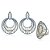 Conjunto de Brincos Argola Navete e Anel Oval Cravejado Safira em Ródio Branco - Imagem 2