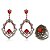 Conjunto Semijoia Ródio Negro Vermelho Rubi | Brinco Chandelier e Anel Largo - Imagem 2