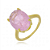 Anel Semijoia Solitário Ouro 18k Cristal Fusion Rosa Oval - Imagem 2