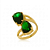 Anel Semijoia Ouro 18k Largo Vazado Duas Gotas Verde Esmeralda - Imagem 2