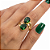 Anel Semijoia Ouro 18k Largo Vazado Duas Gotas Verde Esmeralda - Imagem 1