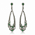 Brinco Chandelier Ródio Negro Verde Esmeralda e Zircônias - Imagem 2