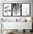 Quadro Decorativo Árvore Flores Preto E Branco Minimalista - Imagem 3