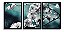 Quadro Decorativo Moldura  Sala Jogo 3 Peças Ramos Flor - Imagem 2