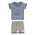 Conjunto Curto Infantil Bebê Menino Camiseta Bermuda Barquinhos Azul Coloritá - Imagem 1