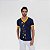 Camiseta Gola Retilínea Geométrica Marinho - Imagem 1