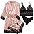 Conjunto De Pijama Feminino De Cetim 4pcs - Imagem 4