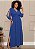 Vestido Longo Plus Size Feminino Fenda Manga 3/4 Elegante - Imagem 1
