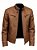 Jaqueta de Couro Marrom Estilo Moto - Imagem 1