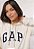 Blusa de Moletom com Capuz Flanelada Aberta GAP Logo Bordado Bege - Imagem 3