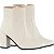 Bota Feminina Bico Quadrado Lumiss Salto Alto Grosso Coturno Cano Médio Confortável Zíper Off White - Imagem 4
