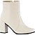 Bota Feminina Bico Quadrado Lumiss Salto Alto Grosso Coturno Cano Médio Confortável Zíper Off White - Imagem 1