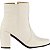 Bota Feminina Bico Quadrado Lumiss Salto Alto Grosso Coturno Cano Médio Confortável Zíper Off White - Imagem 3