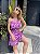 Vestido Curto Com Amarração no Pescoço Viscose Estampada Poli Roxo @usemika Feminina - Imagem 1