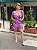 Saia Curta Babados Viscose Estampado Poli Roxo @usemika Feminina - Imagem 1