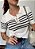 Blusa Modal Gola Polo Listrada Com Botões Olivia @usemika Feminino - Imagem 3