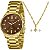 Relógio Lince Feminino Dourado Kit Colar Cristal – LRGH246L40 - Imagem 1