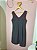 Vestido Reserva Natural Curto Tubinho 40 M Algodão Preto Viés Vermelho Decote V Forrado Casual - Imagem 8