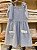Vestido listrado azul bolso bordado inglês - Imagem 1