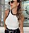 Regata Basic Canelada Duquesa Branco e Preto - Imagem 1
