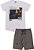 Conjunto Infantil Camiseta Longline + Short Moletinho Dinossauro Serelepe 6820 - Imagem 1