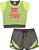 Conjunto Infantil Cropped + Short Moletinho Verde Neon Serelepe 6709 - Imagem 1