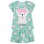 Pijama Camiseta + Short Verde Brilha no Escuro Kyly 109432 - Imagem 1