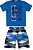 Conjunto Infantil Camiseta Azul + Bermuda Tactel Kyly 108754 - Imagem 1