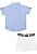 Conjunto Infantil Masculino Camisa Azul e Bermuda em Sarja com Cinto Milon 11223 - Imagem 1