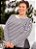Blusa Listrada em Malha Fio Tinto Manga Longa Plus Size - Imagem 1
