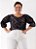 Blusa Feminina Manga 3/4 Bufante Estampa Abstrata Plus Size - Imagem 1