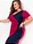 Vestido Feminino Social Midi com Fenda Bicolor Plus Size - Imagem 2