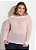 Blusa Plus Size Manga Longa Rendada Rosa - Imagem 1