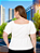 Blusa Feminina Soltinha com Elastano Off White Plus Size - Imagem 4