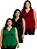 Kit 3 Blusas Femininas Transpassada Soltinhas Plus Size Sortidas - Imagem 1