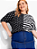 Blusa Feminina Listras e Poá e Amarração Lateral Plus Size - Imagem 1