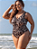 Maiô FORRADO com Recorte e Drapeado Busto Estampado Plus Size - Imagem 1