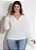 Blusa Plus Size Manga Longa Decote V em Crepe Branca - Imagem 1