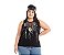 Blusa Plus Size Preta Sem Manga Recorte Tule - Imagem 1