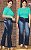 Calça Jeans Flare Plus Size Cintura Alta Lavagem Última Moda - Imagem 3