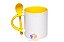 Caneca Com Colher Colorida Cerâmica Base Reta 325ml Para Sublimação - Imagem 7